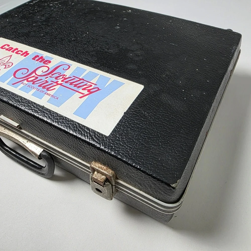 Rustic Briefcase 80s Vintage w/ Boy Scouts Catch the Scouting Spirit Attache